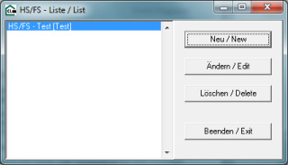 Screenshot der Maske HomeServer-Liste